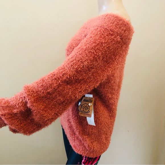 Francesca’s Snails and Cinnamon Off the Shoulder Fuzzy Sweater - Picture 4 of 7